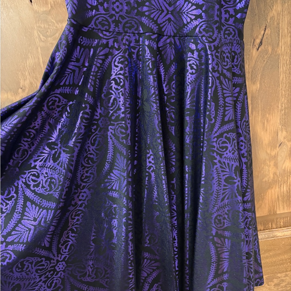 Blackmilk Reversible Geometric Floral Violet Skater Mini Dress - Picture 4 of 7